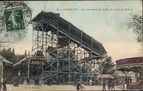 Ak Paris XV., Souvenir de la fete du Lion de Belfort, Fahrgeschäfte