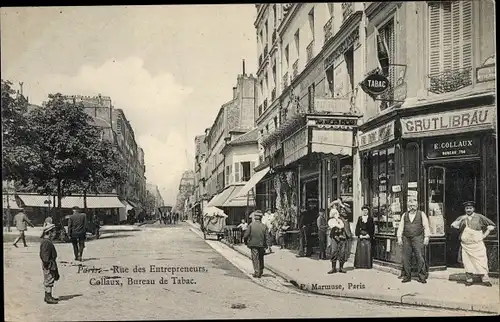 Ak Paris XV., Rue des Entrepreneurs, Collaux, Bureau de Tabac