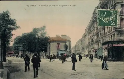 Ak Paris XV., Carrefour des rues de Gergovie et d'Alesia