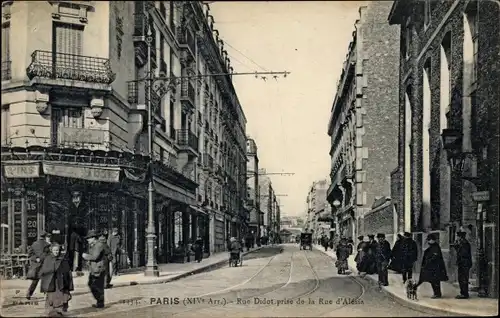 Ak Paris XIV., Rue Didot prise de la Rue d'Alesia