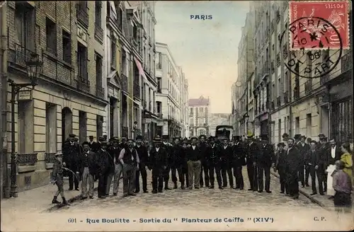 Ak Paris XIV., Rue Boulitte, Sortie du Planteur de Caiffa