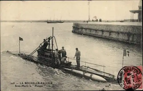 Ak La Pallice Rochelle Charente Maritime, Französisches U Boot, Le Phoque, Sous Marin