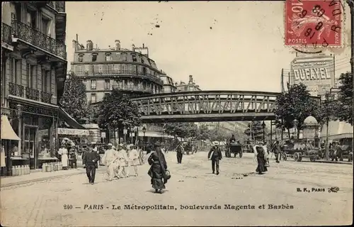 Ak Paris XVIII. Arrondissement Buttes-Montmartre, Metropolitain, Boulevards Magenta et Barbes