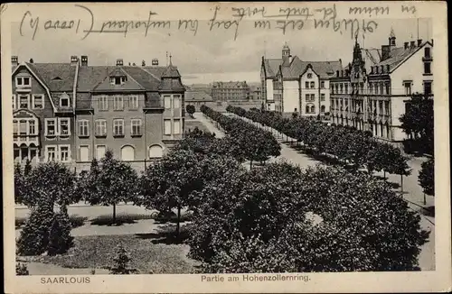 Ak Saarlouis, Partie am Hohenzollernring mit Allee