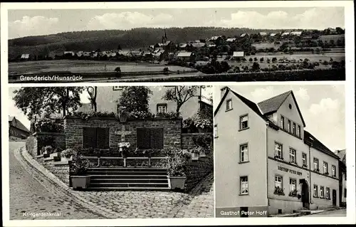 Ak Grenderich Cochem-Zell Pfalz, Gesamtansicht, Gasthof Peter Hoff, Kriegerdenkmal