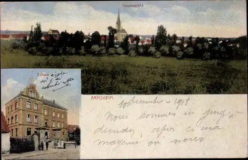 Ak Armsheim in Rheinhessen, Totalansicht, Schule