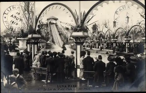 Ak Paris, Luna Park, Le Lac du Water Chute, Wasserbahn