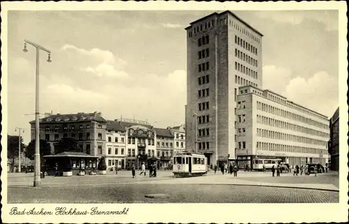 Ak Aachen in Nordrhein Westfalen, Hochhaus Grenzwacht, Tram 7