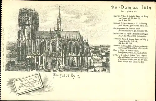 Ak Köln am Rhein, Dom im Bau im Jahr 1877