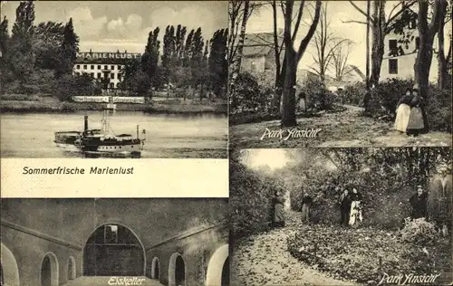 Ak Metternich Koblenz am Rhein, Restaurant und Pensionat Marienlust, Parkpartie