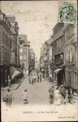 Ak Lisieux Calvados, La Rue Pont Mortain