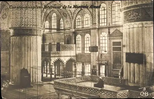 Ak Konstantinopel Istanbul Türkei, Interieur de la Mosquee Ahmed