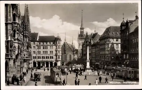 Ak München, Marienplatz, Straßenbahnen, A. Lengauer