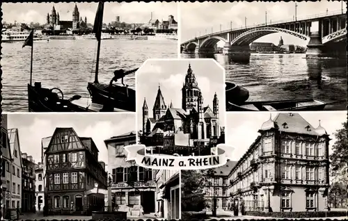 Ak Mainz am Rhein, Kirche, Brücke, Fachwerkhaus