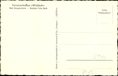 Ak Bad Mergentheim, Partie am Terrassenkaffee Waldeck, Fritz Bock