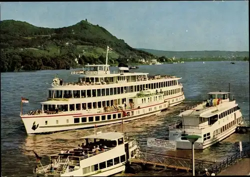 Ak Bad Godesberg Bonn am Rhein, Rheindampfer MS Drachenfels, Siebengebirge