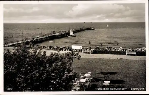 Ak Kühlungsborn Mecklenburg, Terrasse mit Seebrücke