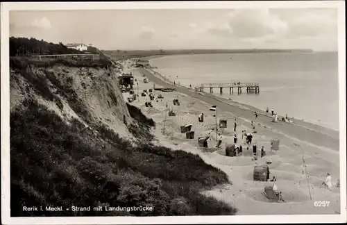 Ak Ostseebad Rerik, Strand mit Landungsbrücke