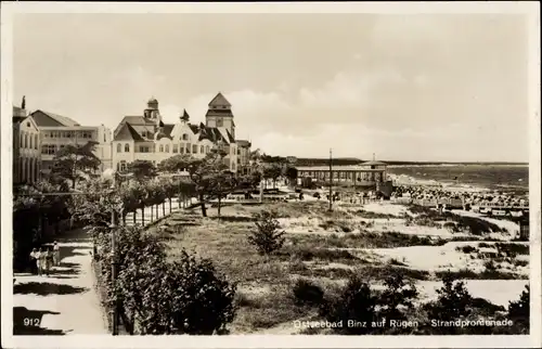 Ak Binz auf Rügen, Ostseebad, Strandpromenade, Gebäude, Straßenpartie