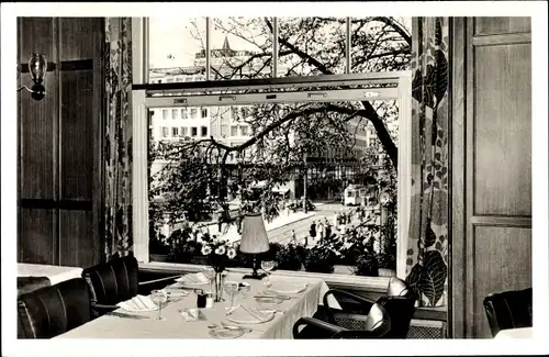 Ak Düsseldorf am Rhein, Gasthaus Müllers und Fest, Königsallee 14, Blick auf die Straße vom Fenster 