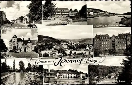 Ak Hennef an der Sieg, Schloss Allner, Seligental, Sportschule, Schwimmbad, Krankenhaus, Kurhaus