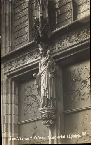 Foto Ak Soest in Westfalen, Maria zur Wiese, Südportal, Marienfigur