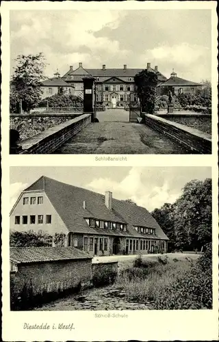 Ak Diestedde Wadersloh Nordrhein Westfalen, Schloss, Portal und Schlossschule