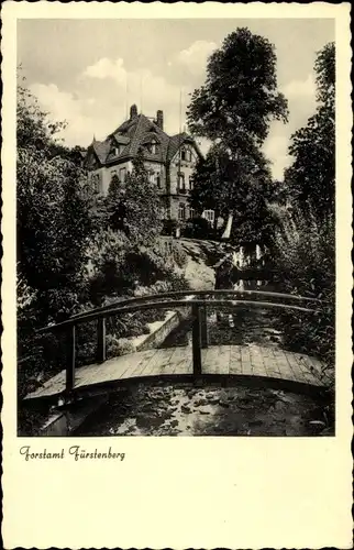 Ak Fürstenberg Bad Wünnenberg in Westfalen, Forstamt, Holzbrücke