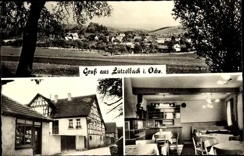Ak Lützelbach im Odenwald Hessen, Durchblick zum Ort, Gasthof zum Rimdidim