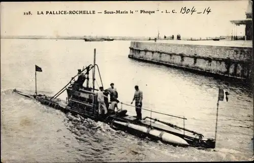 Ak La Pallice Rochelle Charente Maritime, Französisches U Boot, Le Phoque, Sous Marin