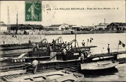 Ak La Pallice Rochelle Charente Maritime, Poste des Sous Marins, Französische U Boote