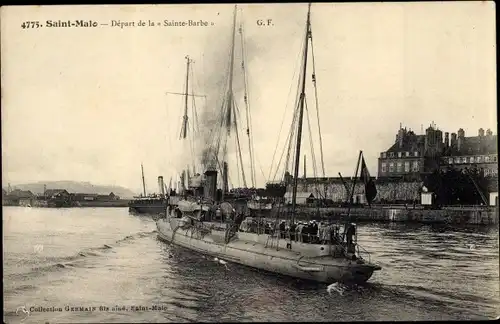 Ak Saint Malo Ille et Vilaine Bretagne, Depart de la Sainte Barbe