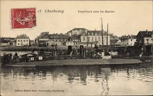 Ak Cherbourg Manche, Torpilleurs dans les Bassins