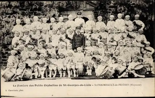 Ak Saint Fraimbault de Prières Mayenne, Fanfare des Petits Orphelins de St. Georges de Lisle