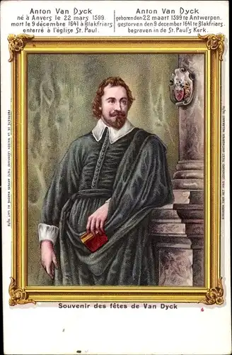 Passepartout Ak Maler Anton van Dyck, Portrait, Wappen