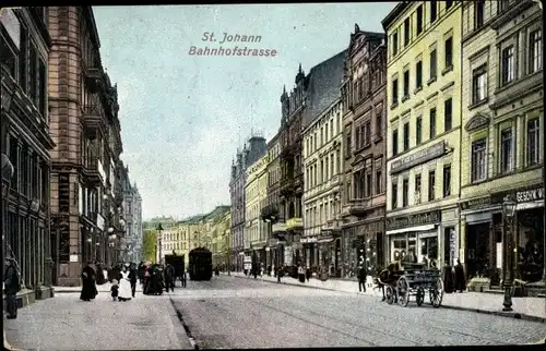 Ak St. Johann Saarbrücken im Saarland, Bahnhofstraße