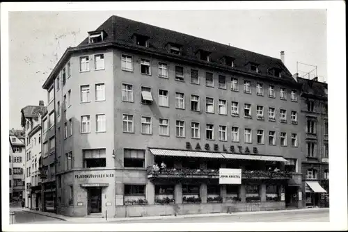 Ak Basel, Grand Restaurant Baselstab, Gebrüder Früh, Marktplatz