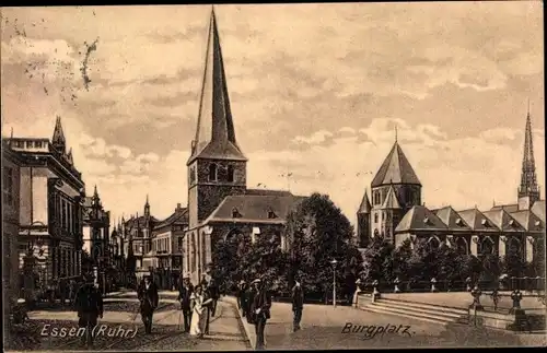 Ak Essen im Ruhrgebiet, Burgplatz, Kirche