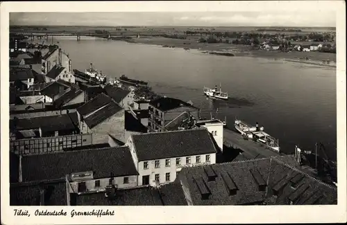 Ak Sowjetsk Tilsit Ostpreußen, Blick aufs Wasser, Schifffahrt