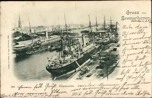 Ak Bremerhaven, Hafenanlagen, Dampfer