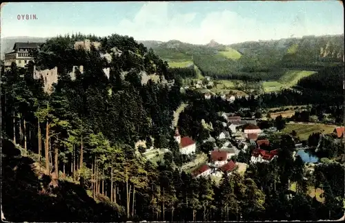 Ak Oybin in Sachsen, Blick auf den Ort