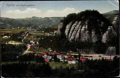 Ak Oybin in der Oberlausitz, Blick vom Töpfer gesehen