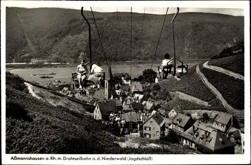 Ak Assmannshausen Rüdesheim am Rhein, Drahtseilbahn, Jagdschloss Niederwald