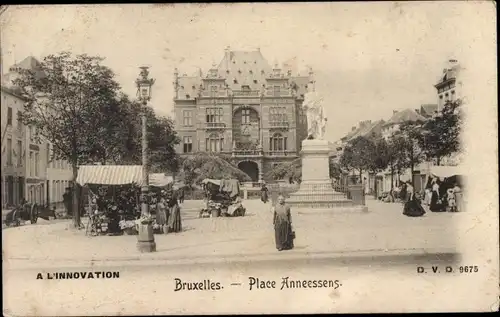 Ak Bruxelles Brüssel, Place Anneessens, Denkmal