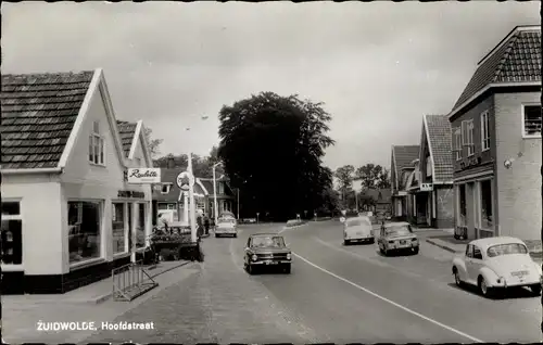 Ak Zuidwolde Drenthe, Hoofdstraat, Autos