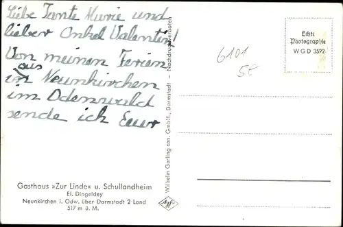 Ak Neunkirchen im Odenwald Modautal, Fliegeraufnahme vom Ort