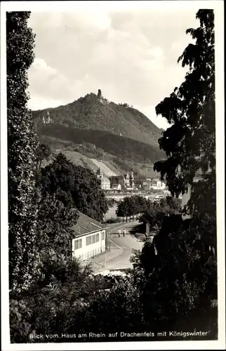 Ak Königswinter am Rhein, Blick vom Haus am Rhein auf Drachenfels mit Königswinter