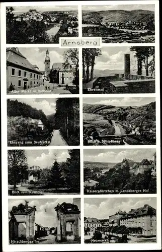 Ak Arnsberg im Hochsauerlandkreis, Ehmsen Denkmal, Markt, Rathaus, Ehrenmal