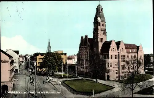 Ak Gladbeck Westfalen, Blick auf das Rathaus, Hochstraße