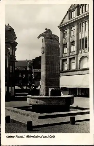 Ak Castrop Rauxel im Ruhrgebiet, Reiterdenkmal am Markt